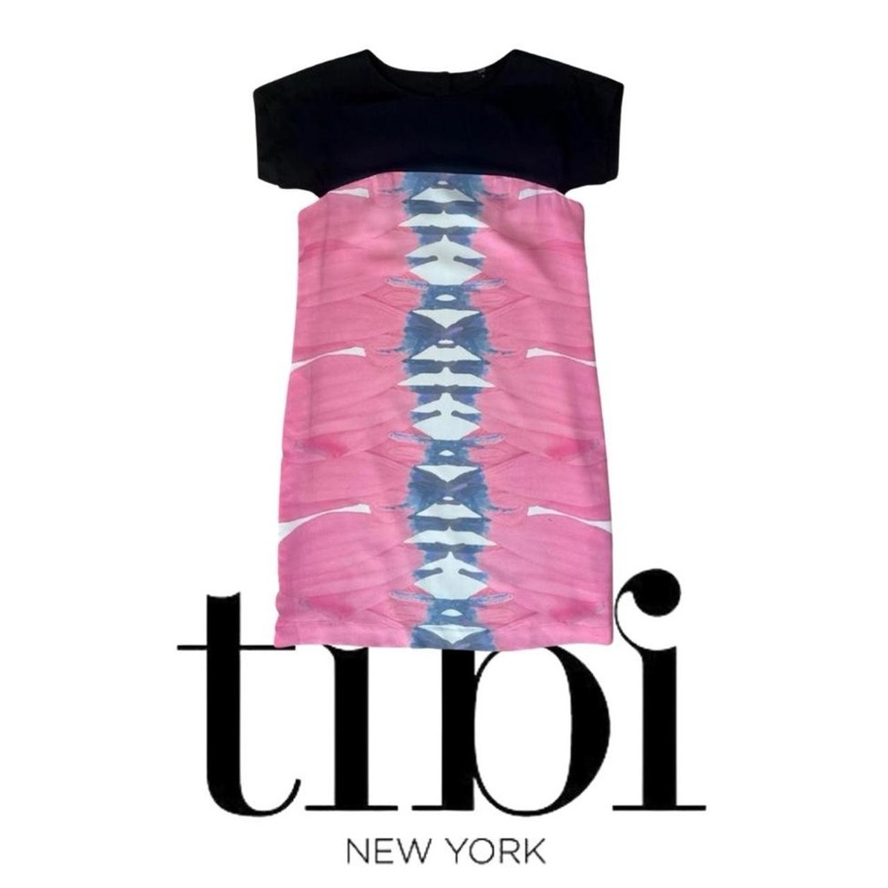 Tibi Pink & Blue Abstract Shift Dress 8